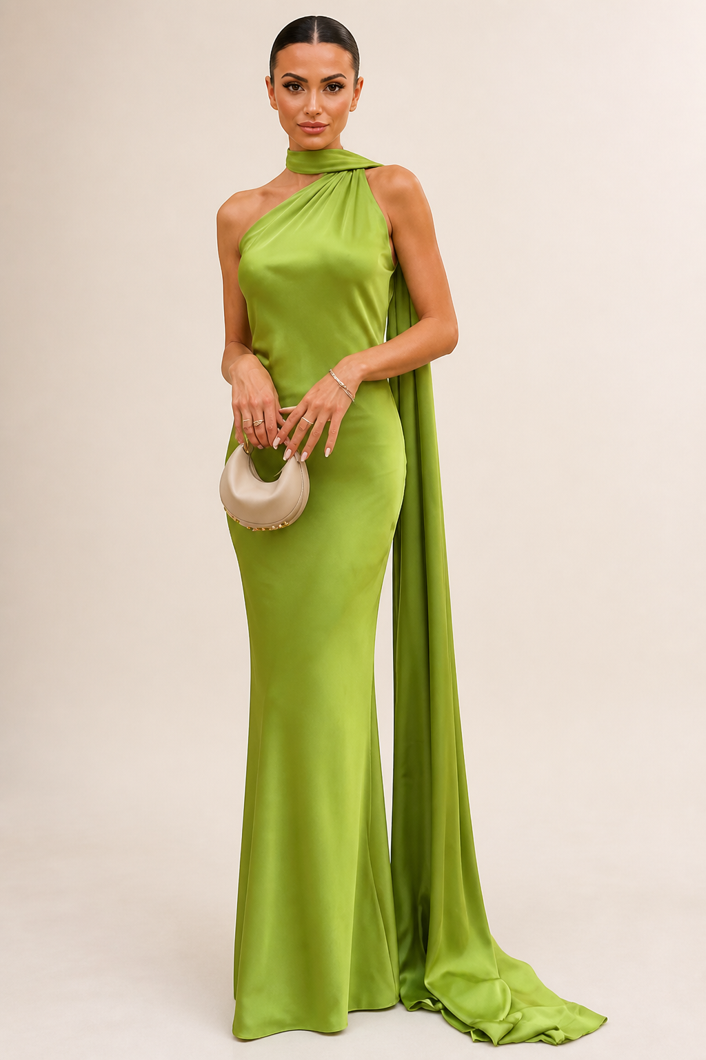Backless Lace-Up Slim Satin Dress