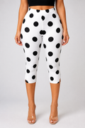 Polka Dot Elastic Waist Capri Pants