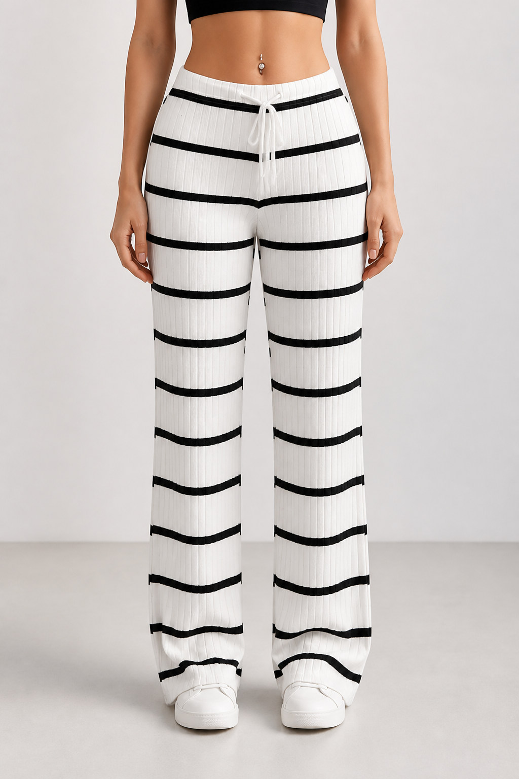 Skin-Friendly Breathable Color-Block Women's Straight-Leg Pants