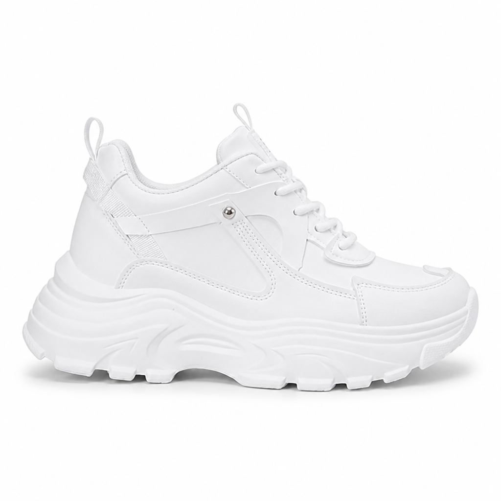 Built-In Height All-White Platform Sneakers
