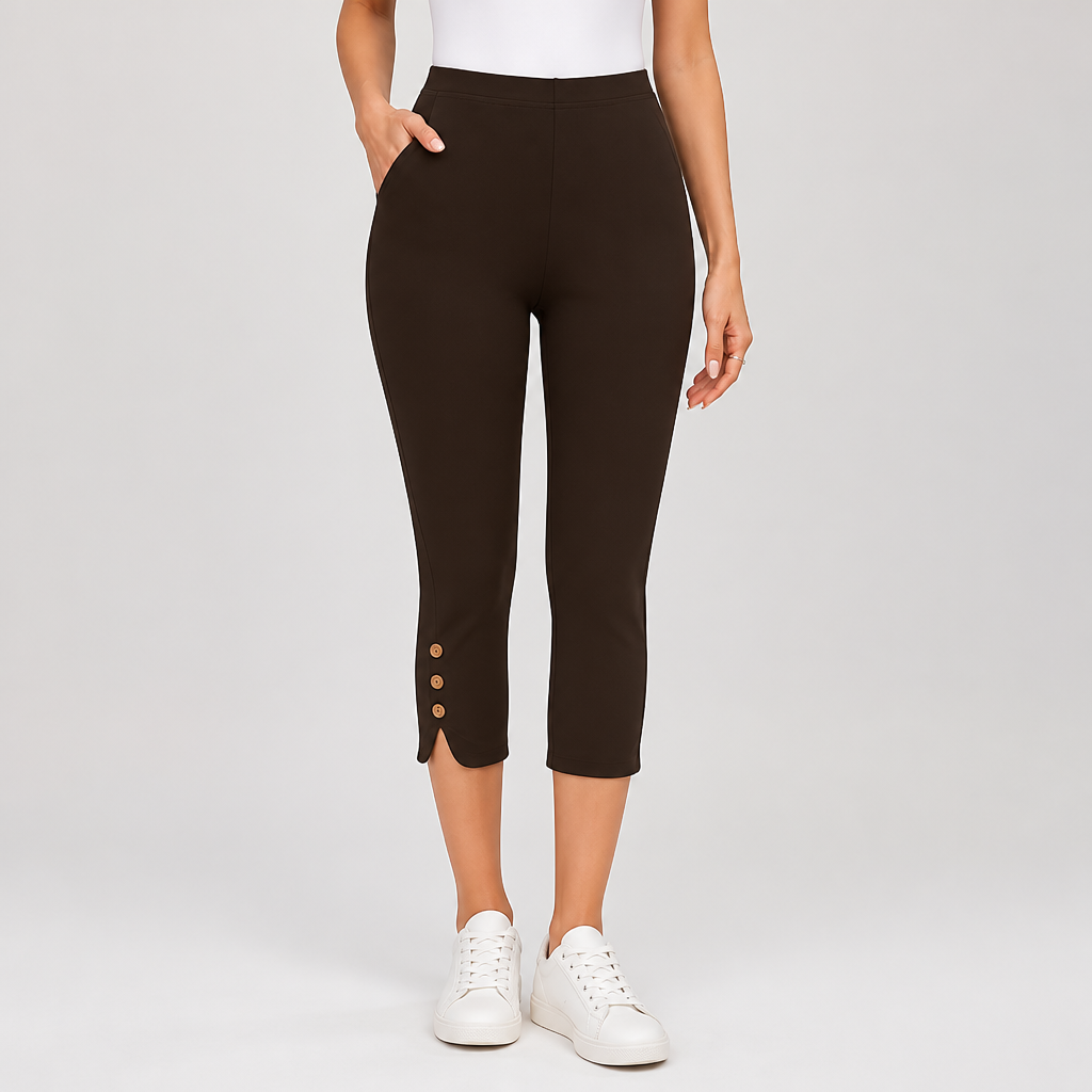 High-Stretch Slim-Fit Solid Color Capri Leggings