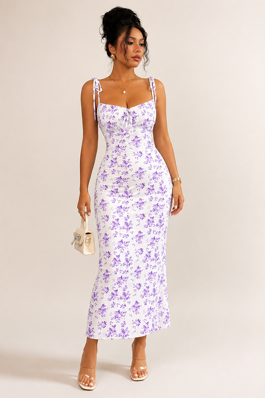 Floral Ruffled Tie-Waist A-Line Dress
