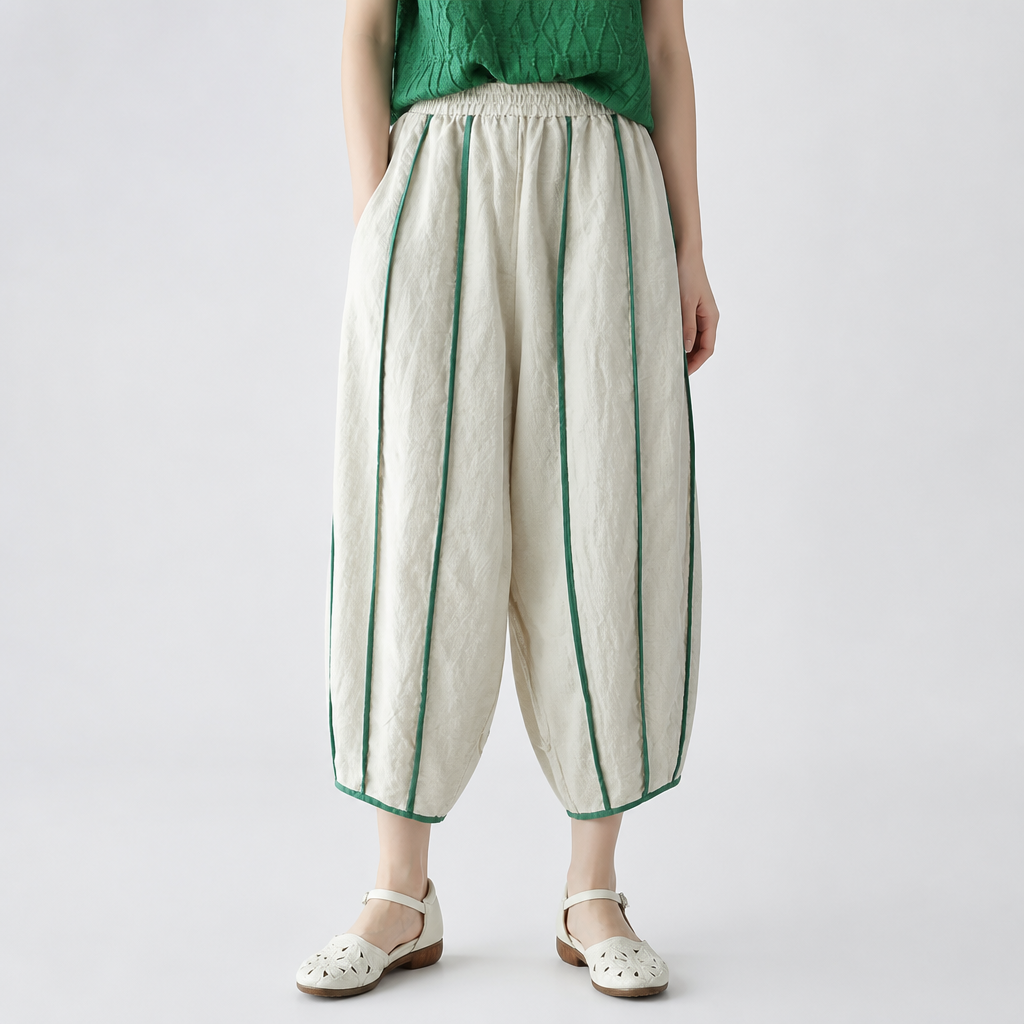 High-Waisted Loose Harem Pants (White)