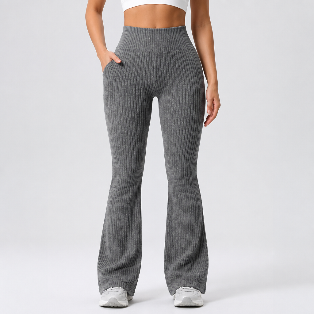 Seamless Nylon High-Waist Bell-Bottom Pants