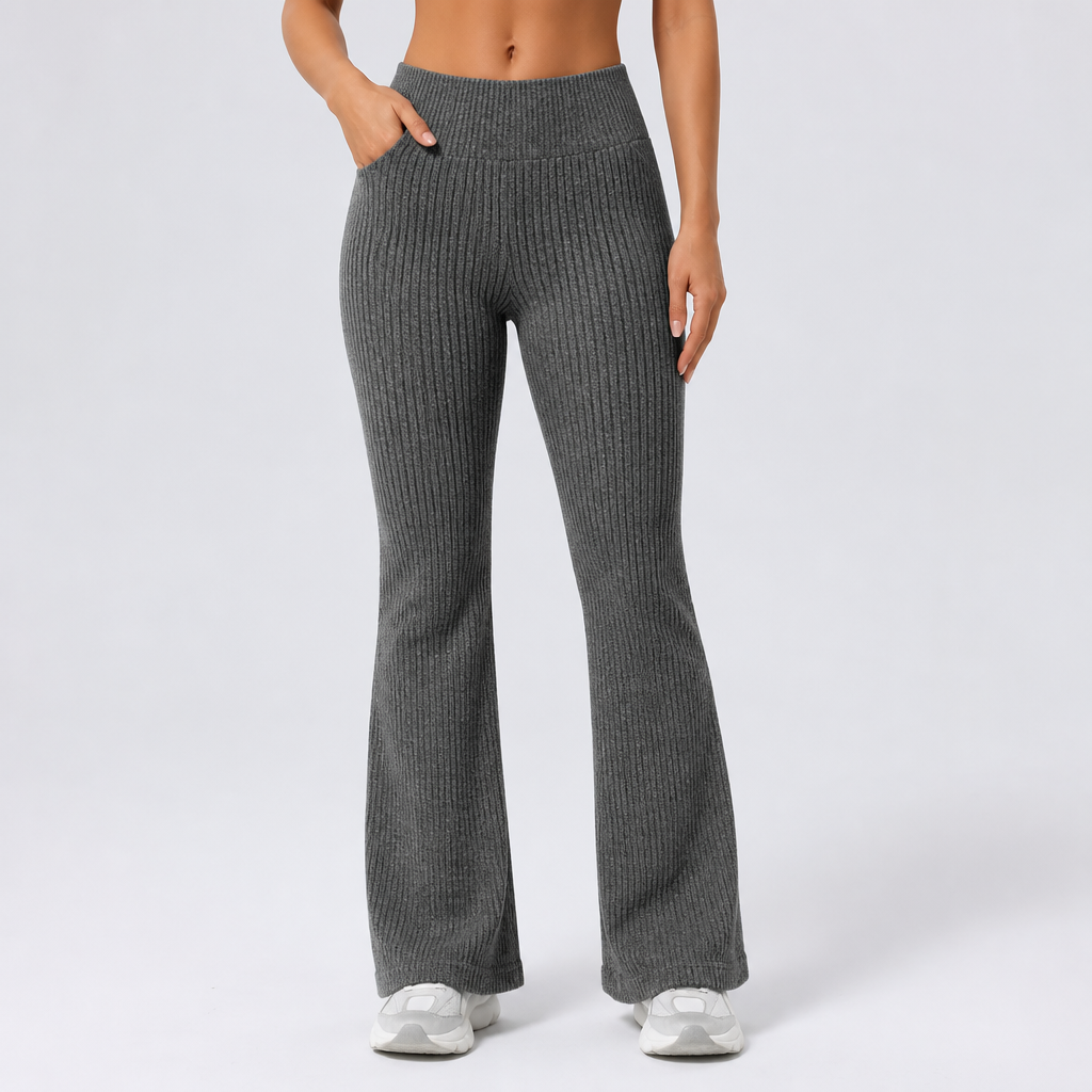 Seamless Nylon High-Waist Bell-Bottom Pants
