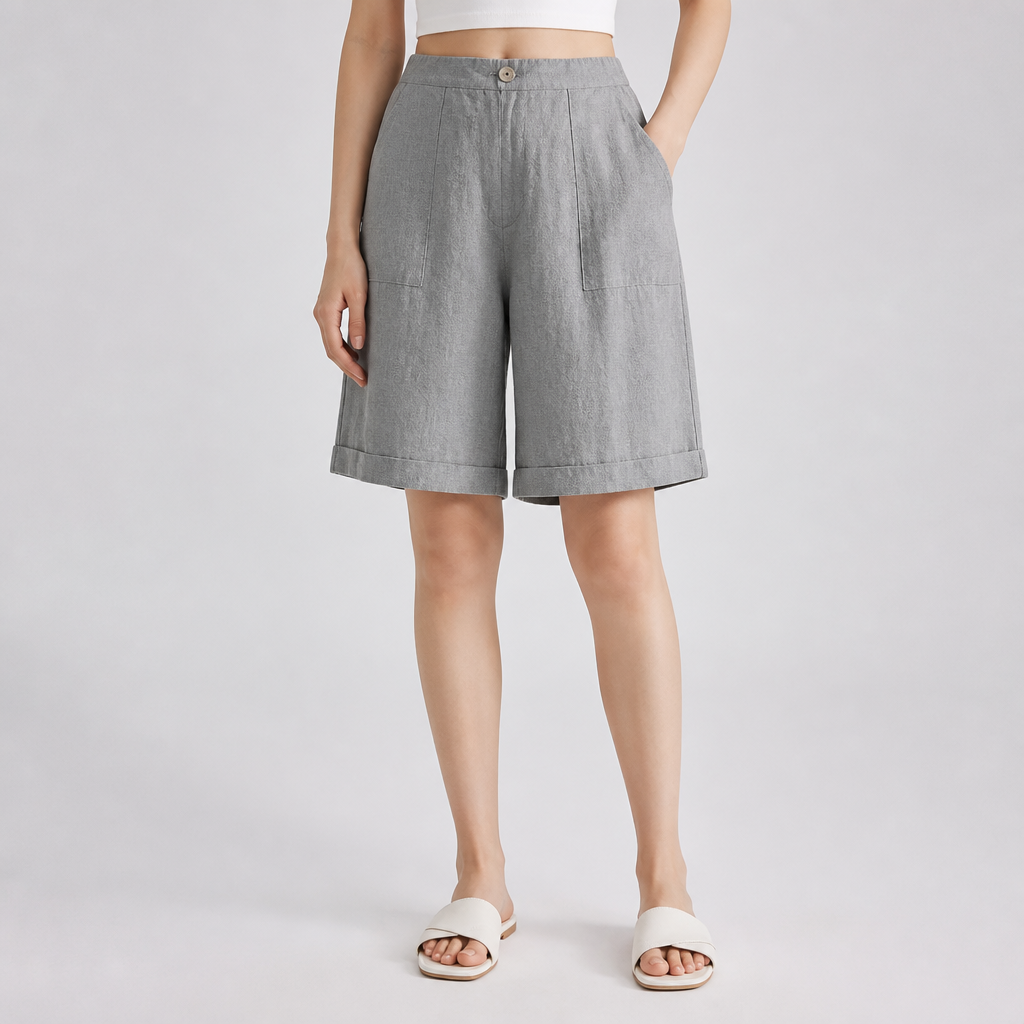 Lightweight Linen High-Waist Wide-Leg Pants