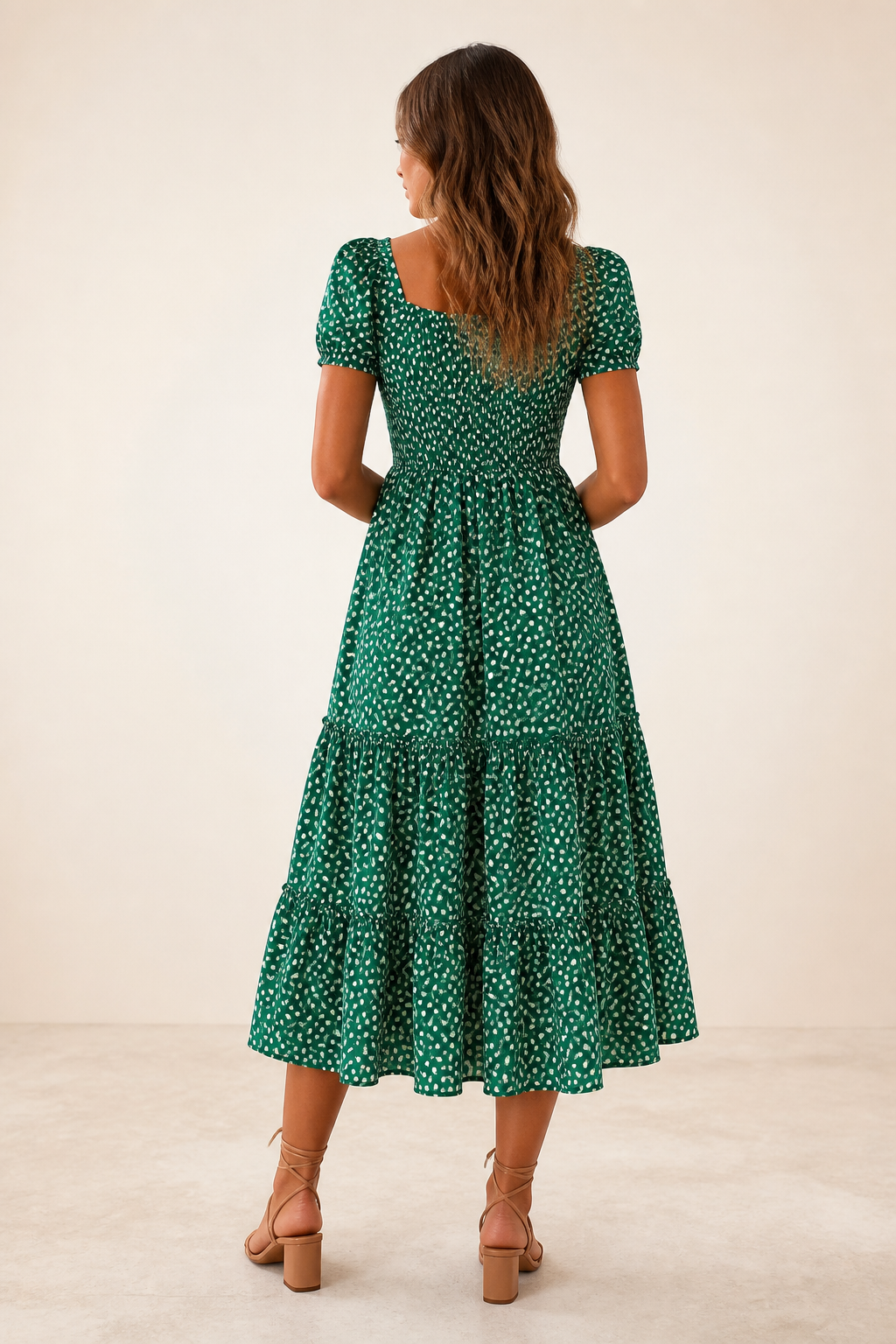 Vintage Floral Puff Sleeve Square Collar Maxi Dress
