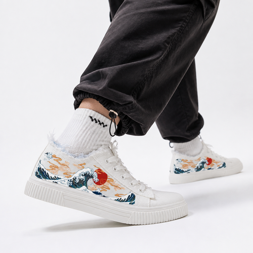 All-Season Lace-Up 2D Print Men's Skate Shoes