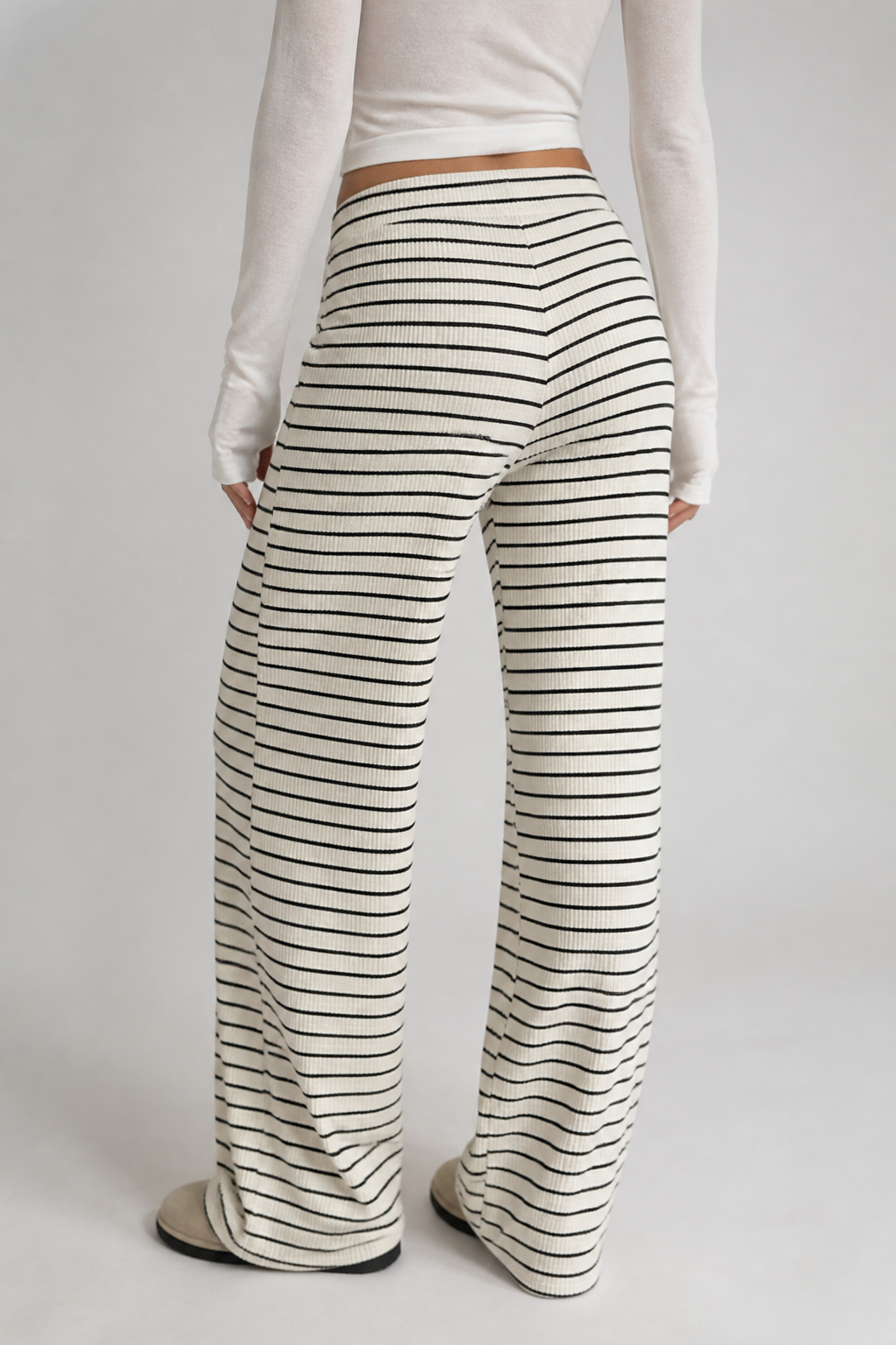 Soft Brushed Drawstring Low-Waist Pants (Loose Fit)