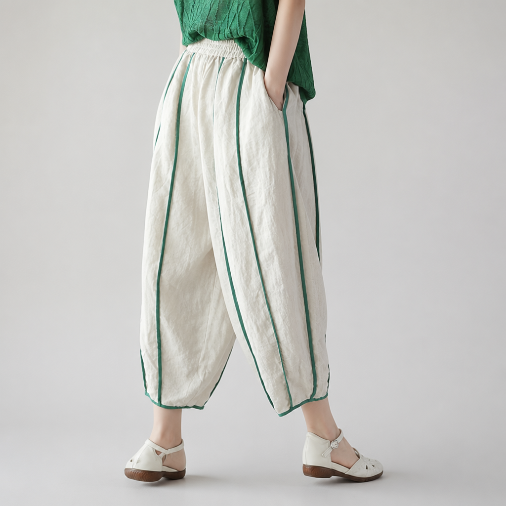 High-Waisted Loose Harem Pants (White)