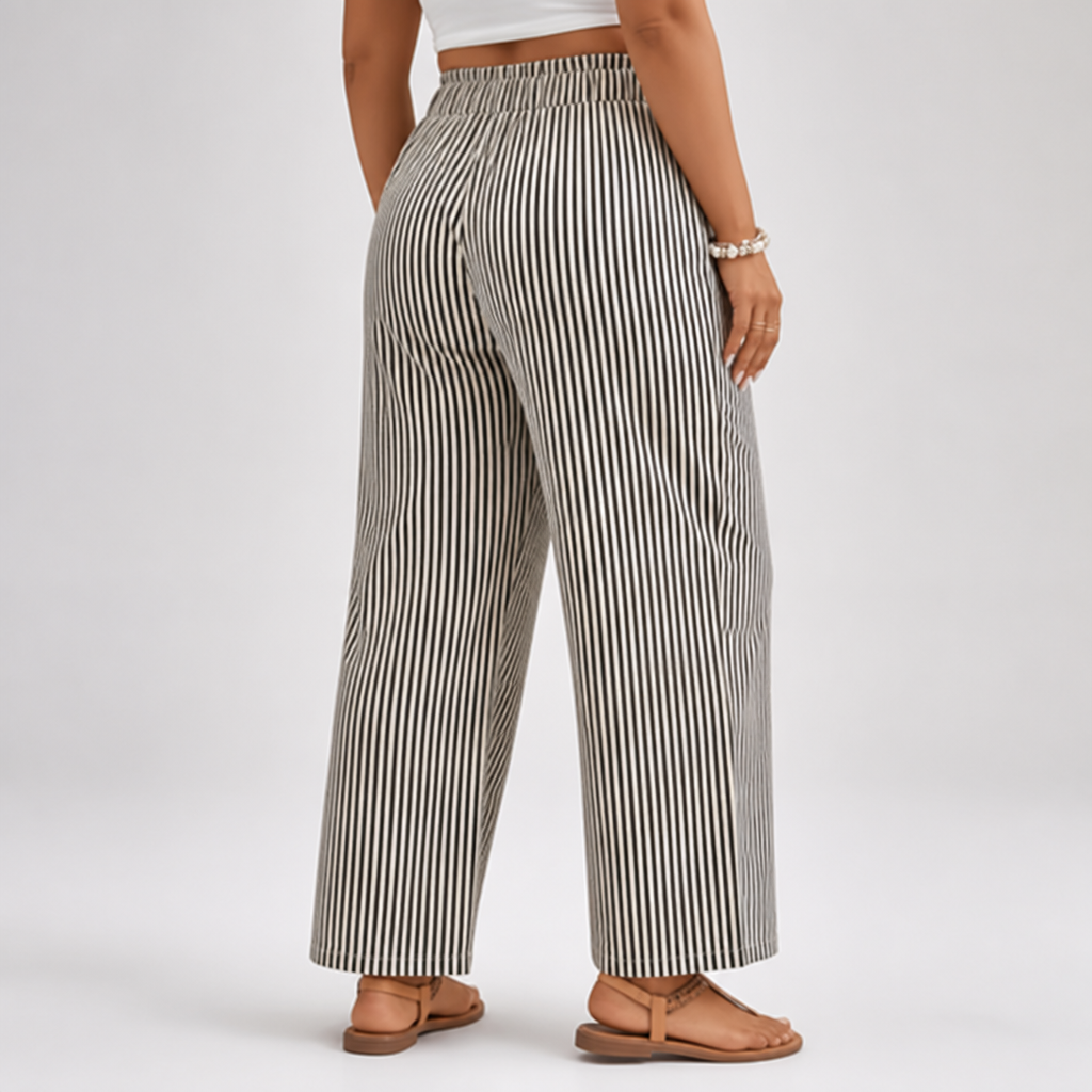 Plus-Size Elastic-Waist Wide-Leg Trousers (1XL–5XL)