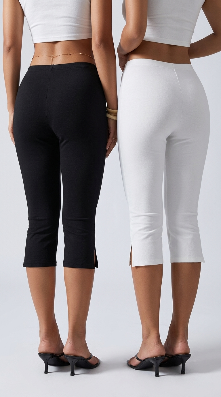 Stretch Slim-Fit Black & White Capri Pants