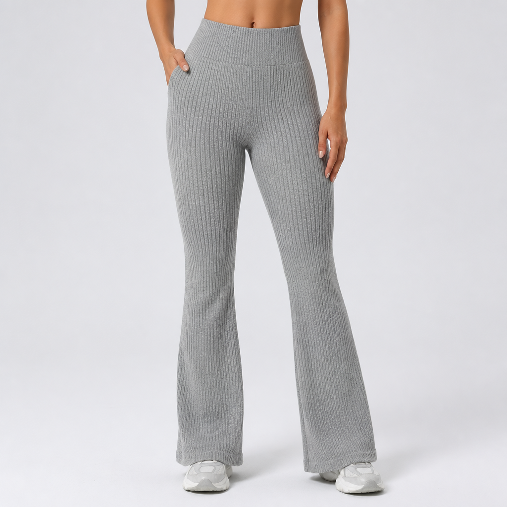 Seamless Nylon High-Waist Bell-Bottom Pants