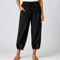 Wide-Leg Loose-Fit Drawstring Capri Pants