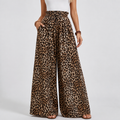 Elastic Waistband Wide-Leg Printed Pants