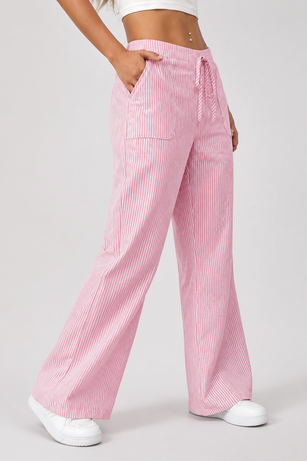 Lightweight Breathable Wide-Leg Pants With Pockets
