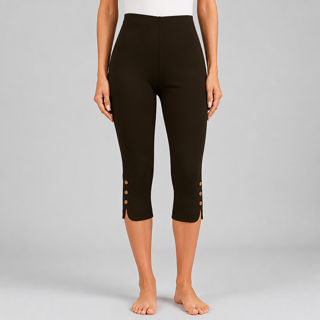 High-Stretch Slim-Fit Solid Color Capri Leggings