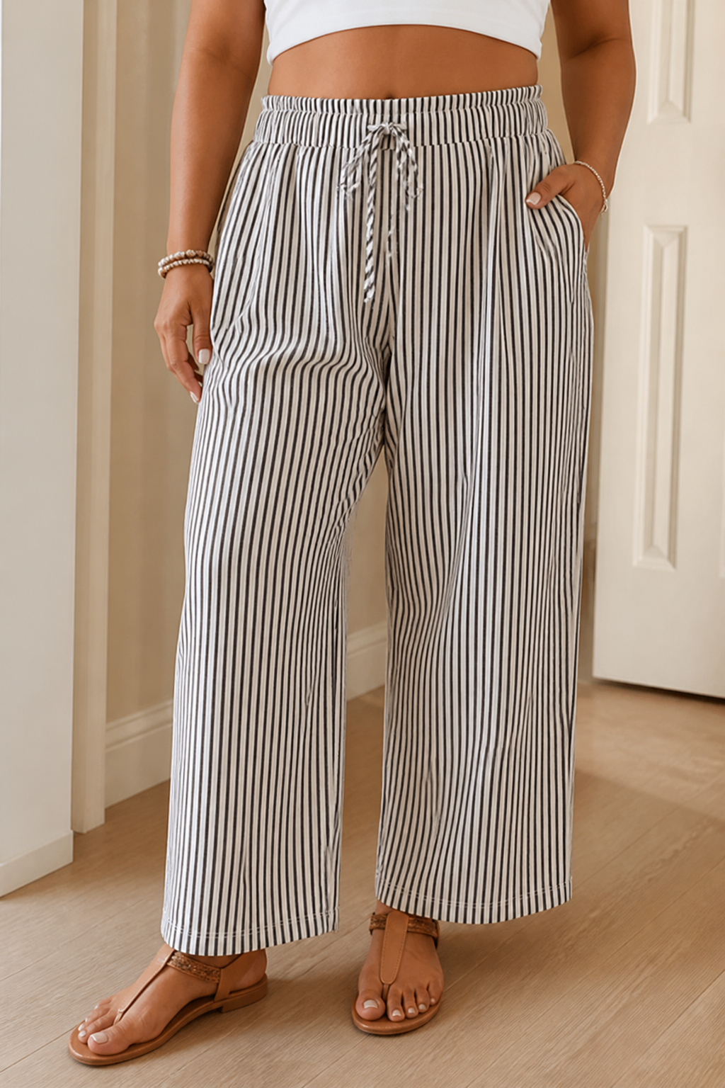 Plus-Size Elastic-Waist Wide-Leg Trousers (1XL–5XL)