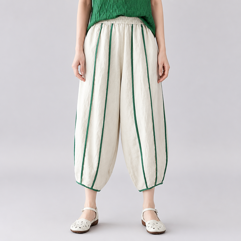 High-Waisted Loose Harem Pants (White)