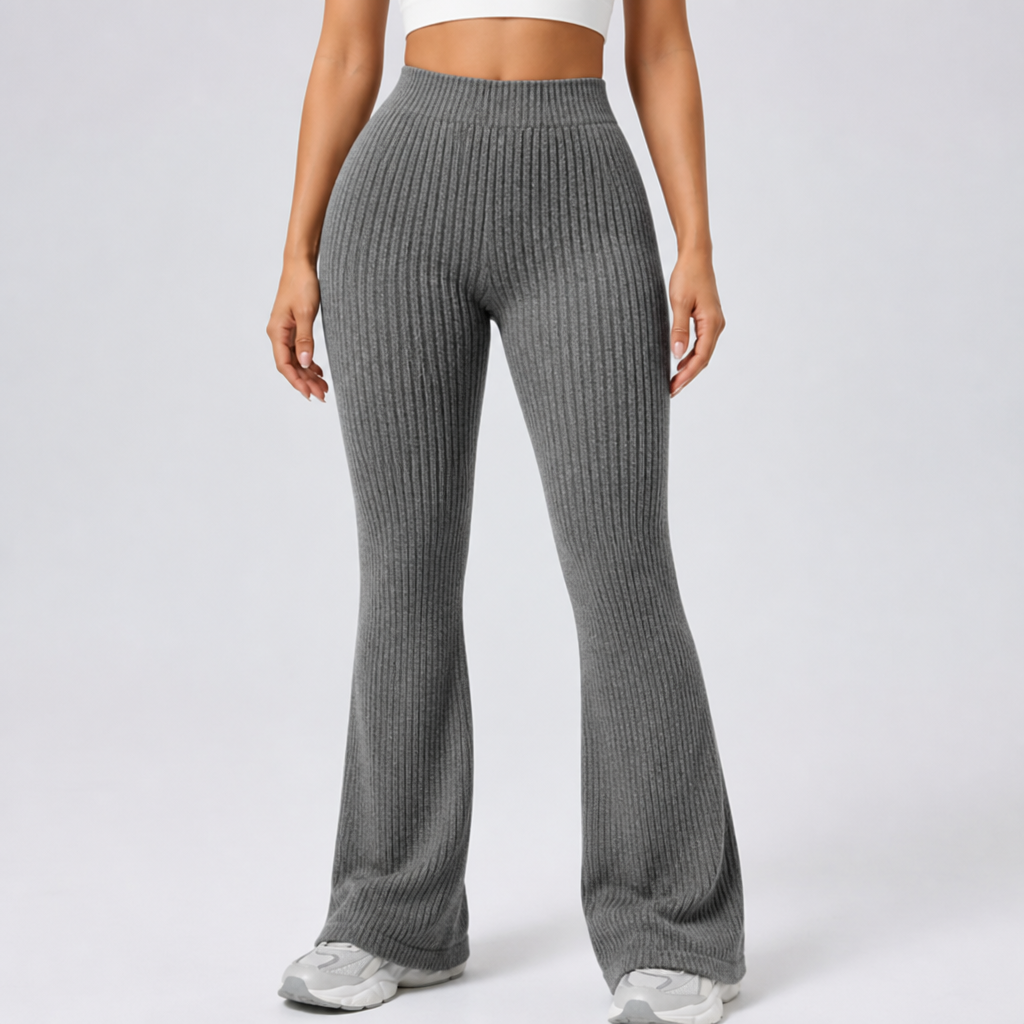 Seamless Nylon High-Waist Bell-Bottom Pants