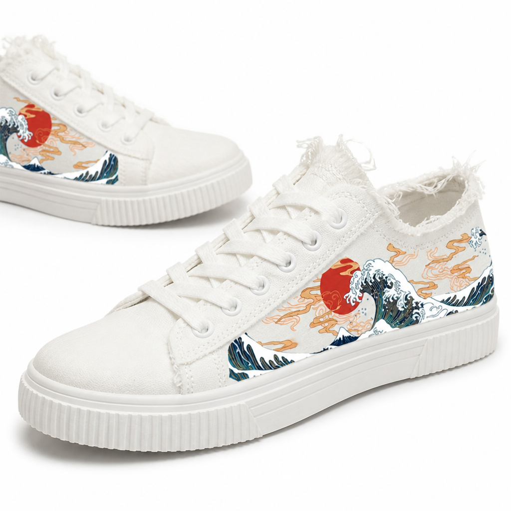 All-Season Lace-Up 2D Print Men's Skate Shoes