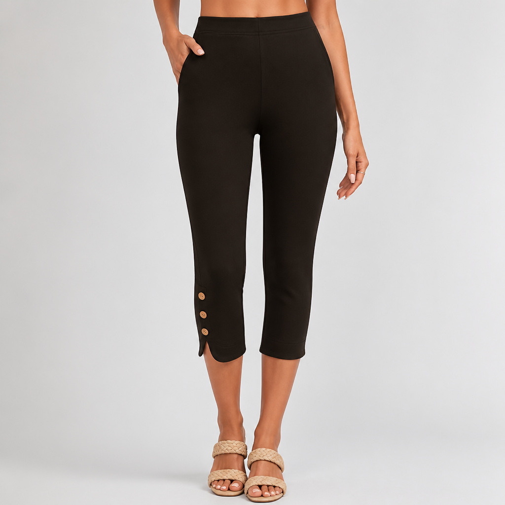 High-Stretch Slim-Fit Solid Color Capri Leggings