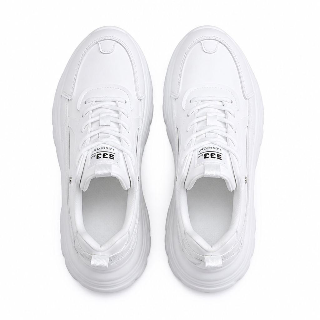 Built-In Height All-White Platform Sneakers