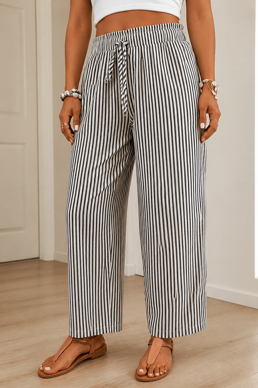 Plus-Size Elastic-Waist Wide-Leg Trousers (1XL–5XL)