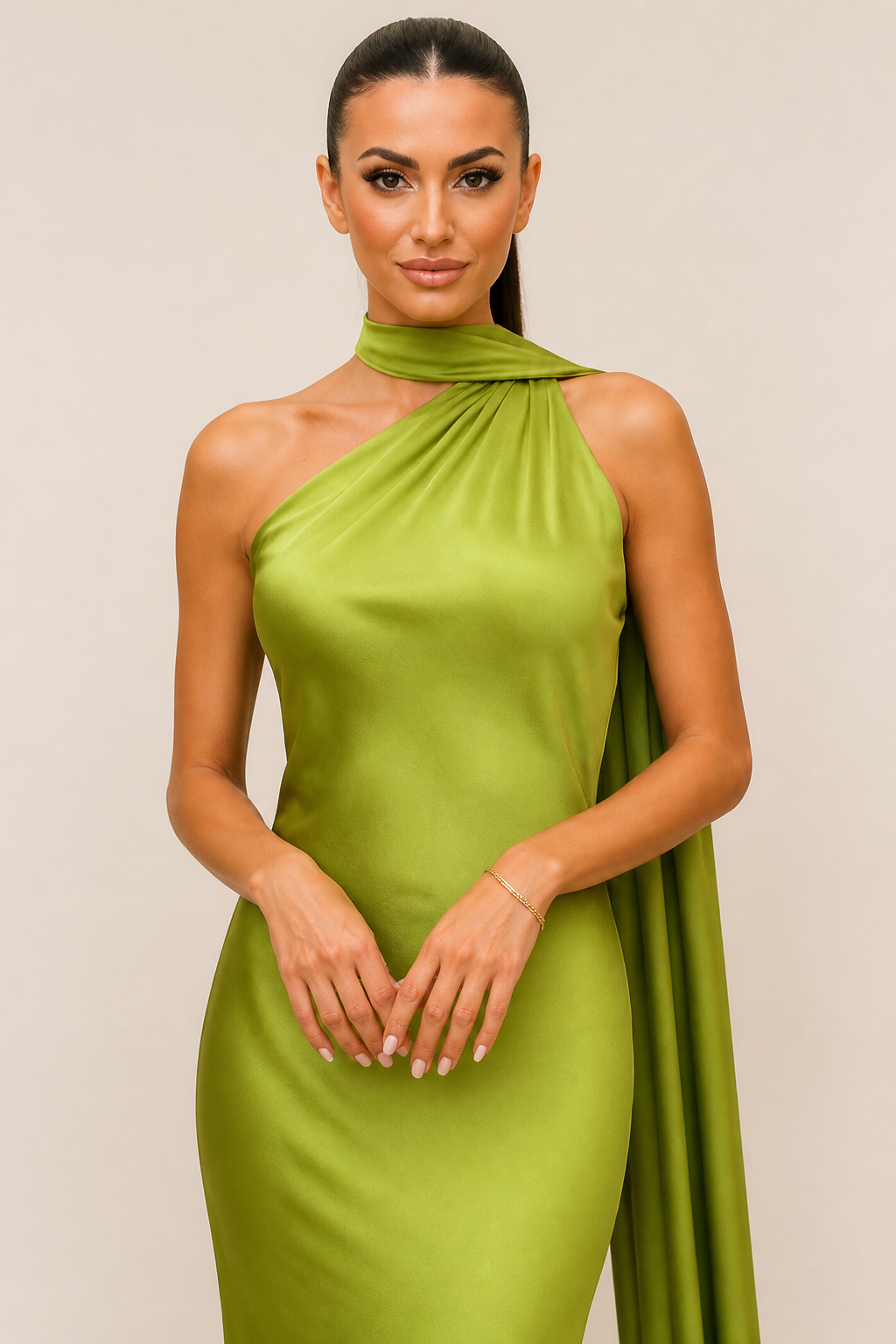 Backless Lace-Up Slim Satin Dress