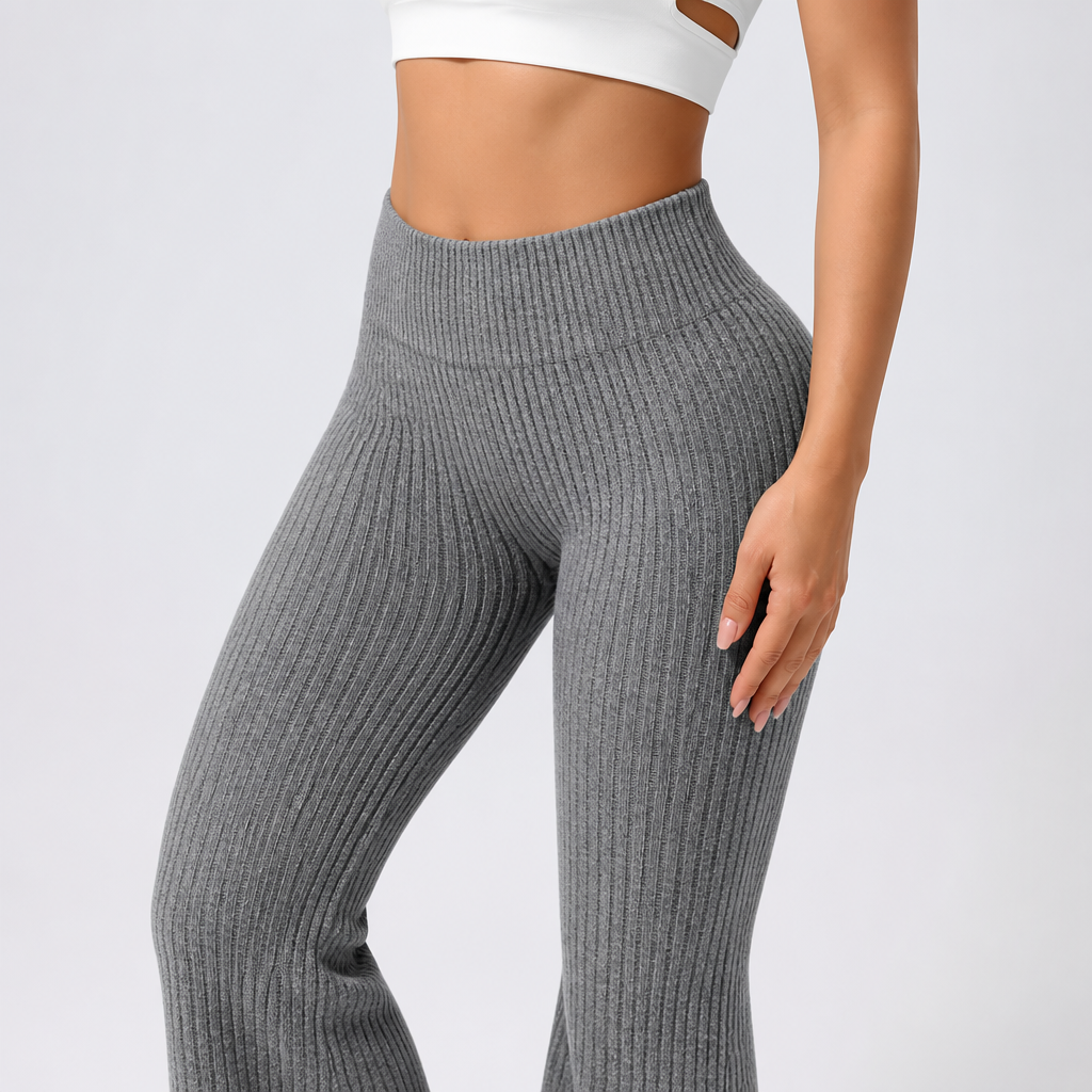 Seamless Nylon High-Waist Bell-Bottom Pants