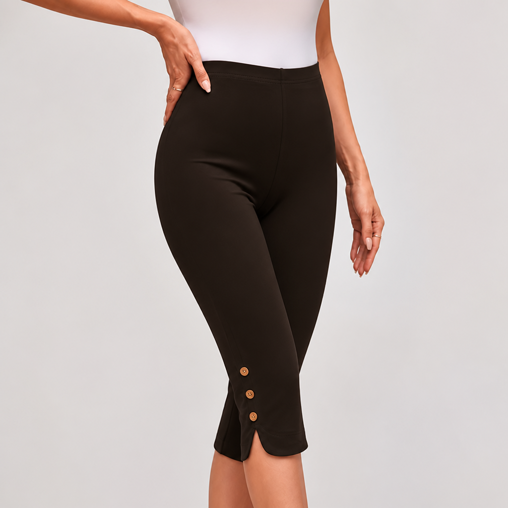 High-Stretch Slim-Fit Solid Color Capri Leggings