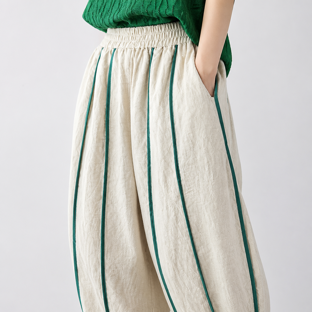 High-Waisted Loose Harem Pants (White)