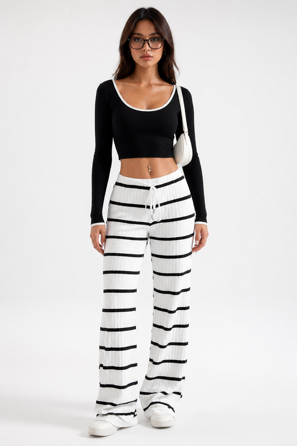 Skin-Friendly Breathable Color-Block Women's Straight-Leg Pants