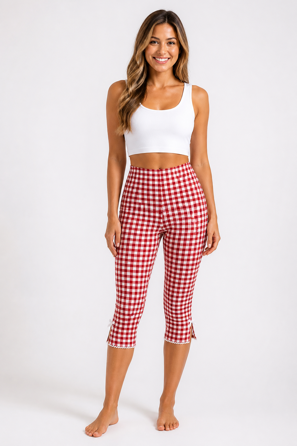 Lightweight Breathable Bow & Lace Capri Leggings