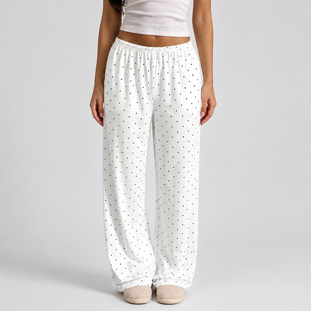 Loose Fit Polka Dot Pants (Plus Sizes 0XL–5XL)