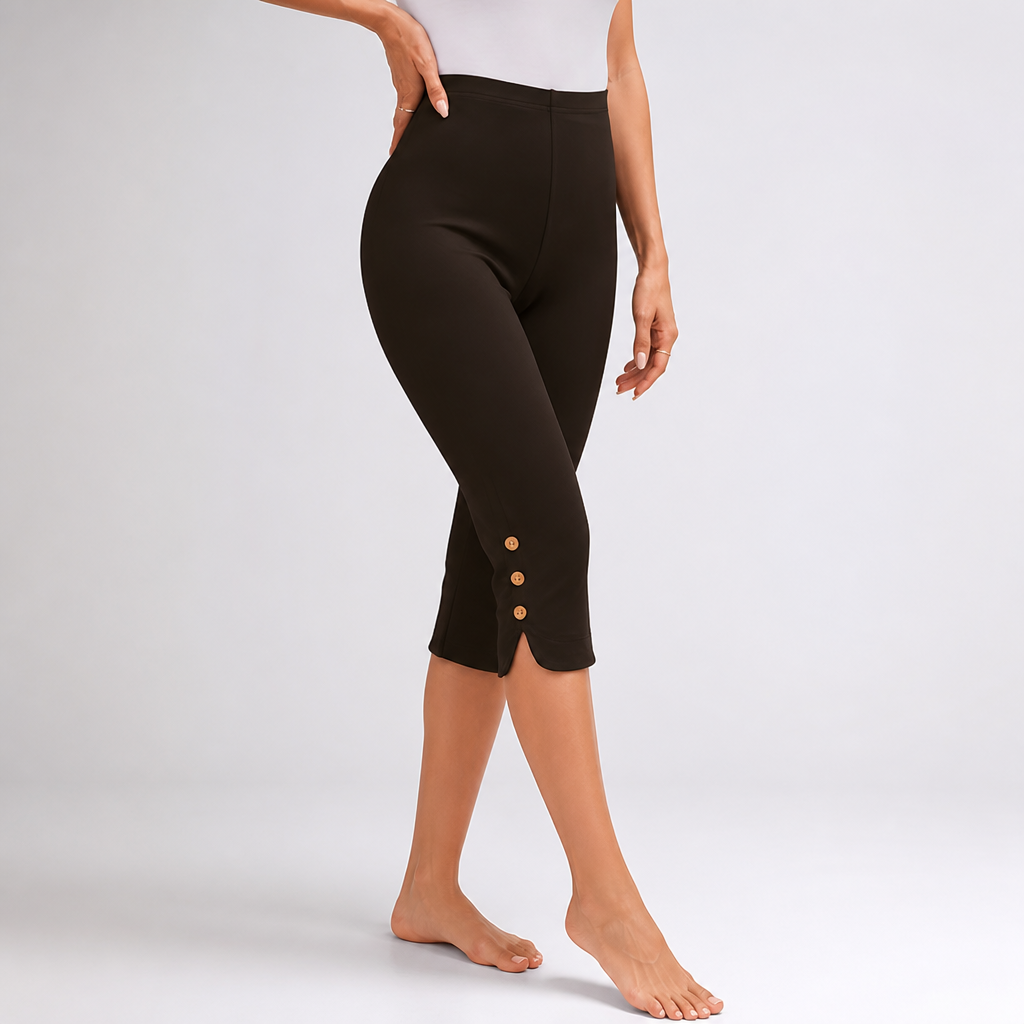 High-Stretch Slim-Fit Solid Color Capri Leggings