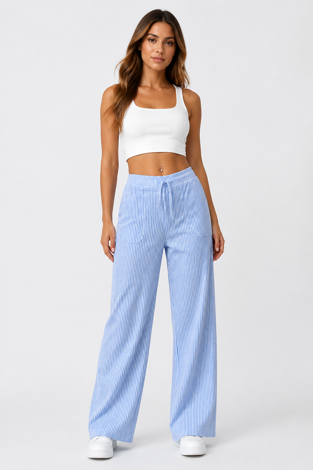 Lightweight Breathable Wide-Leg Pants With Pockets