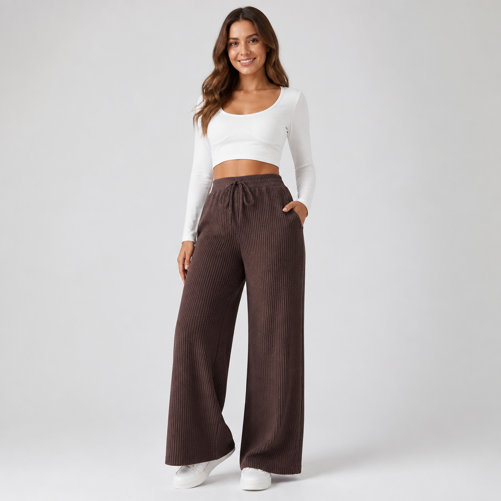 Elastic Waistband & Stretch Wide-Leg Pants (3-Pack)