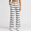Skin-Friendly & Elastic-Waist Color-Block Straight-Leg Pants