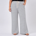 Plus-Size Black & White Striped Wide-Leg Pants