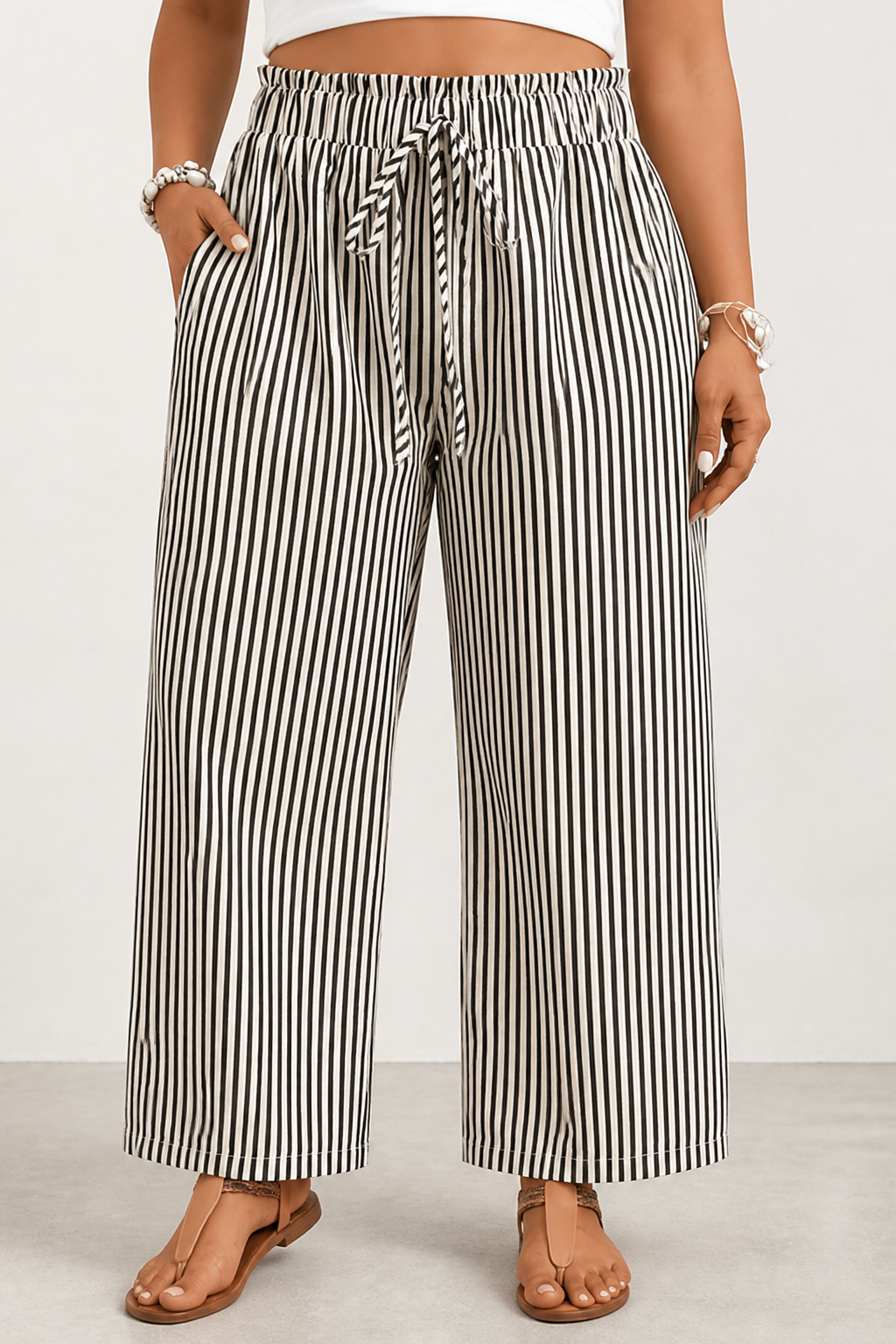 Plus-Size Elastic-Waist Wide-Leg Trousers (1XL–5XL)