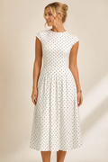 Waist-Cinching Lightweight & Breathable Long Polka Dot Dress