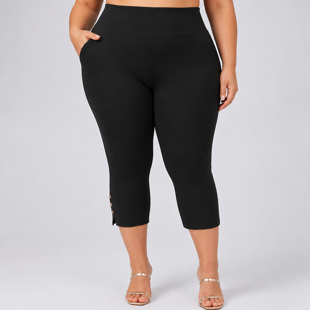 Plus-Size High-Waisted Stretch Capri Leggings (0XL-7XL)
