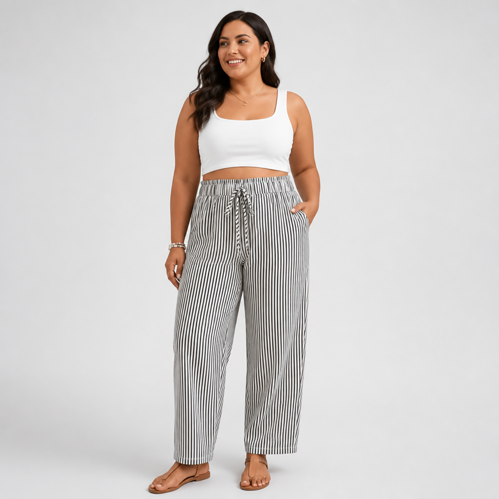 Plus-Size Elastic-Waist Wide-Leg Trousers (1XL–5XL)
