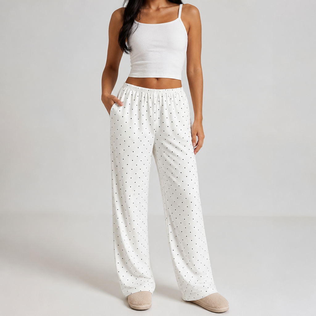 Loose Fit Polka Dot Pants (Plus Sizes 0XL–5XL)
