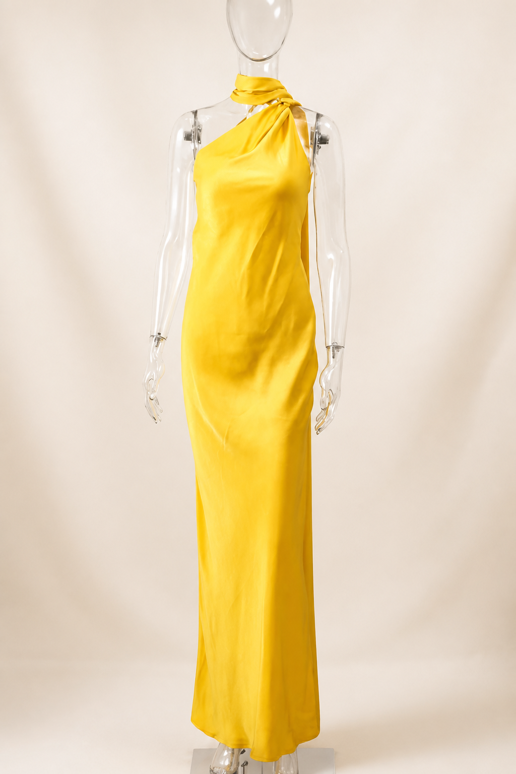 Backless Lace-Up Slim Satin Dress
