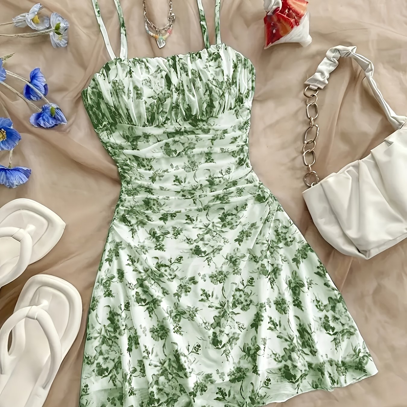 Floral Print All-Season Halter Dress (XS-XL)