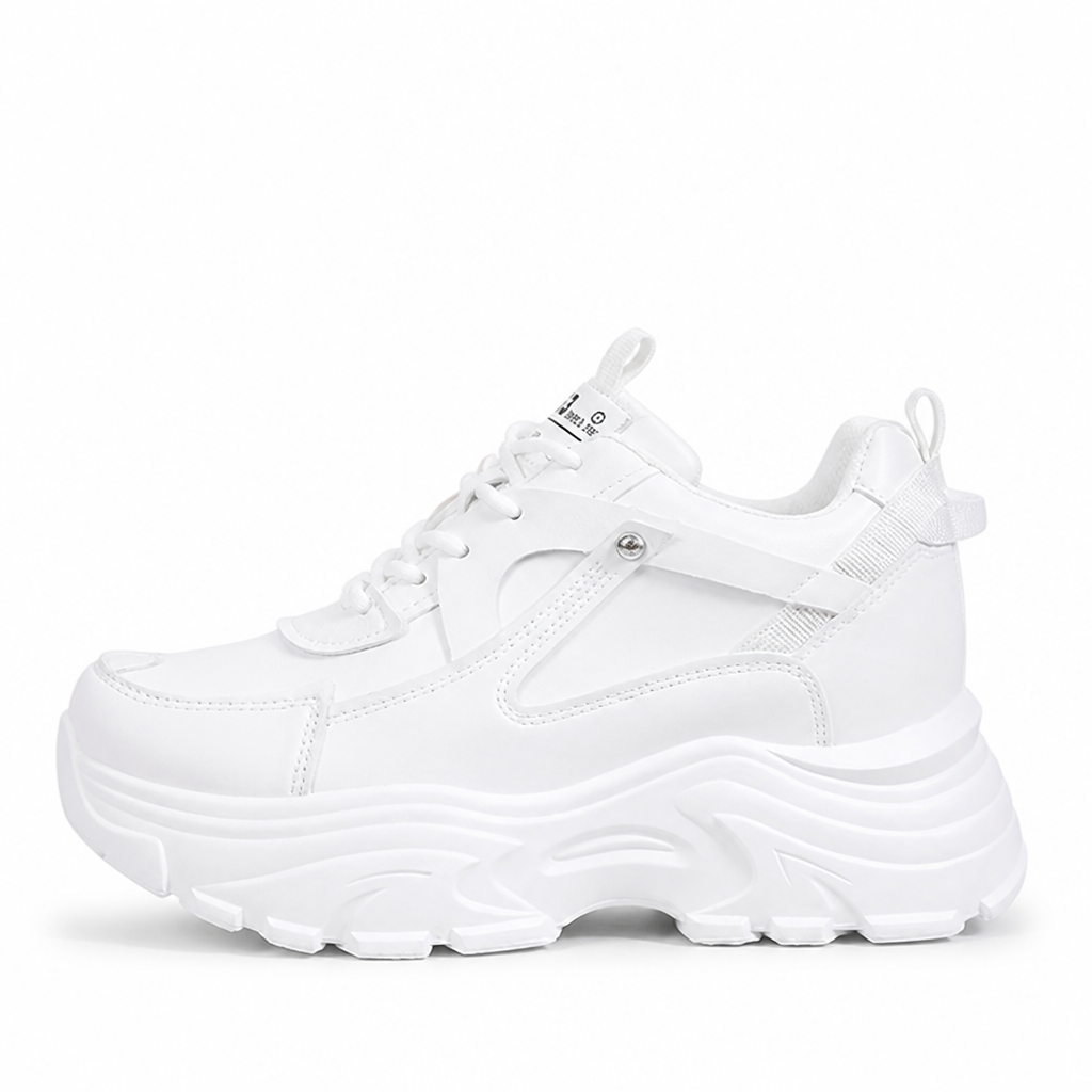Built-In Height All-White Platform Sneakers