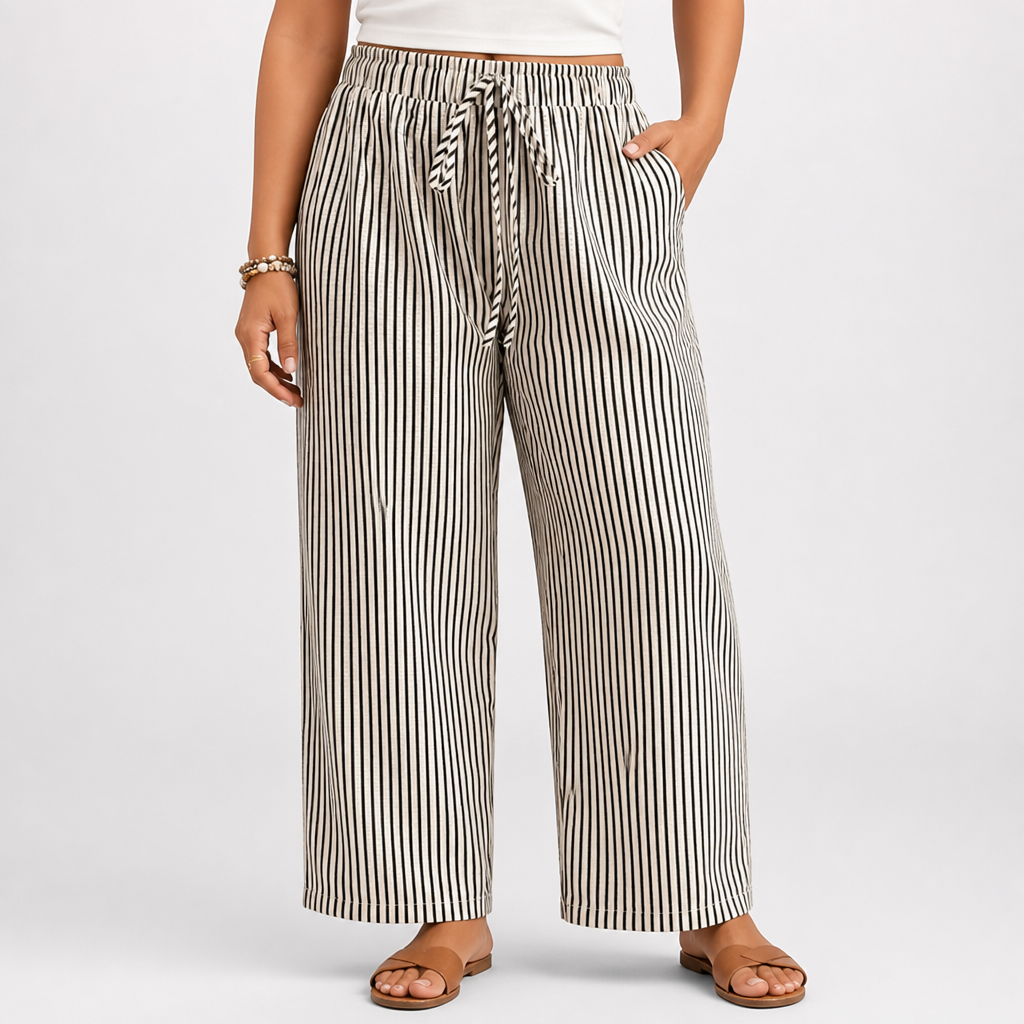 Plus-Size Elastic-Waist Wide-Leg Trousers (1XL–5XL)