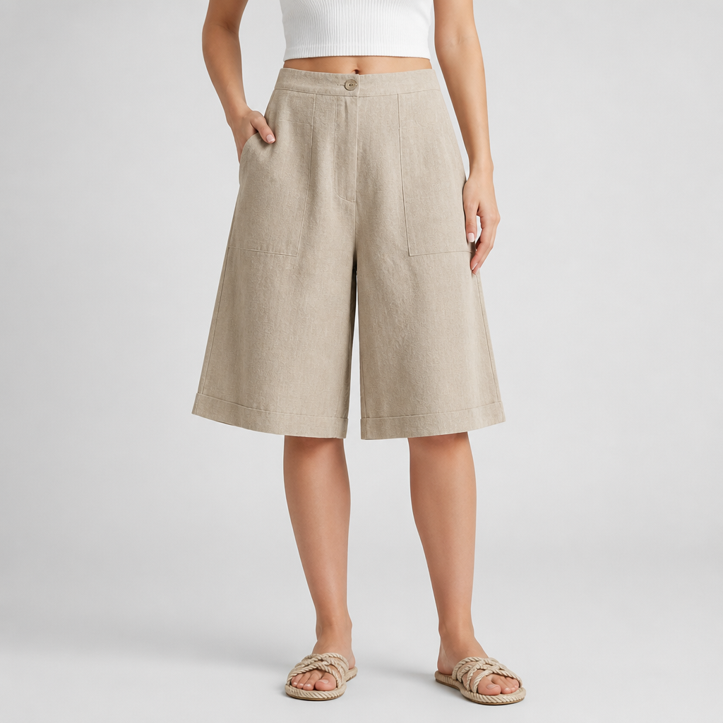 Lightweight Linen High-Waist Wide-Leg Pants